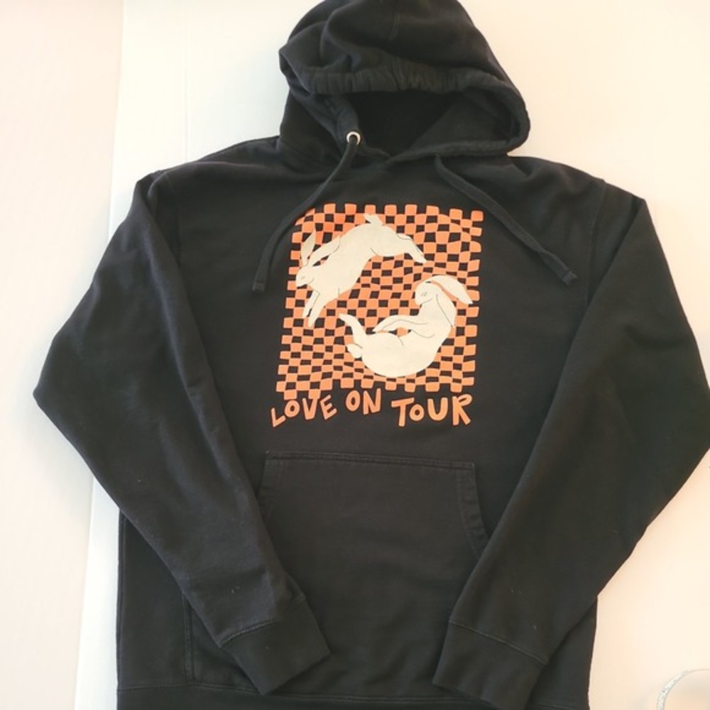 Harry Styles Love On Tour Hoodie Mens Large Black Rabbits Bunny Sweatshirt Merch